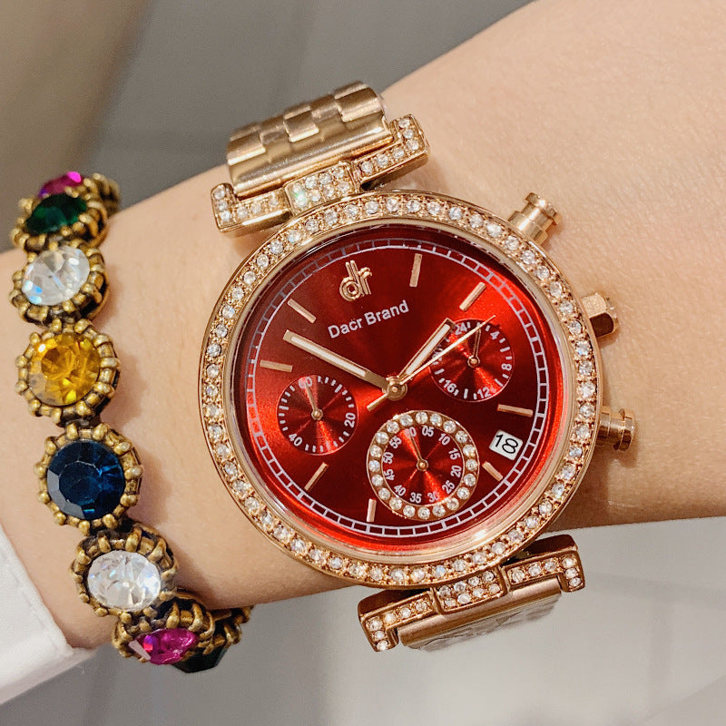 women's rose gold calendar watch - MRSLM