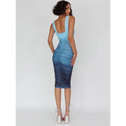 Gradient mesh backless midi dress, view 8 - MRSLM
