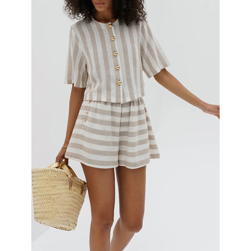 Fashion Loose Stripe 2 Piece Summer Set