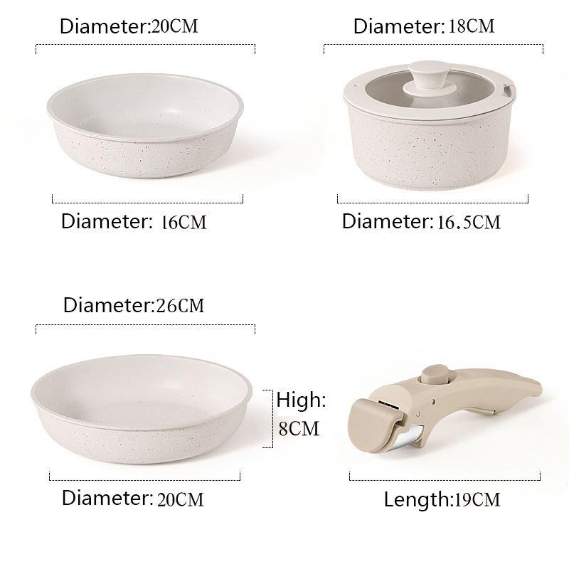 5-piece nonstick cookware set with removable handles, view 7 - MRSLM
