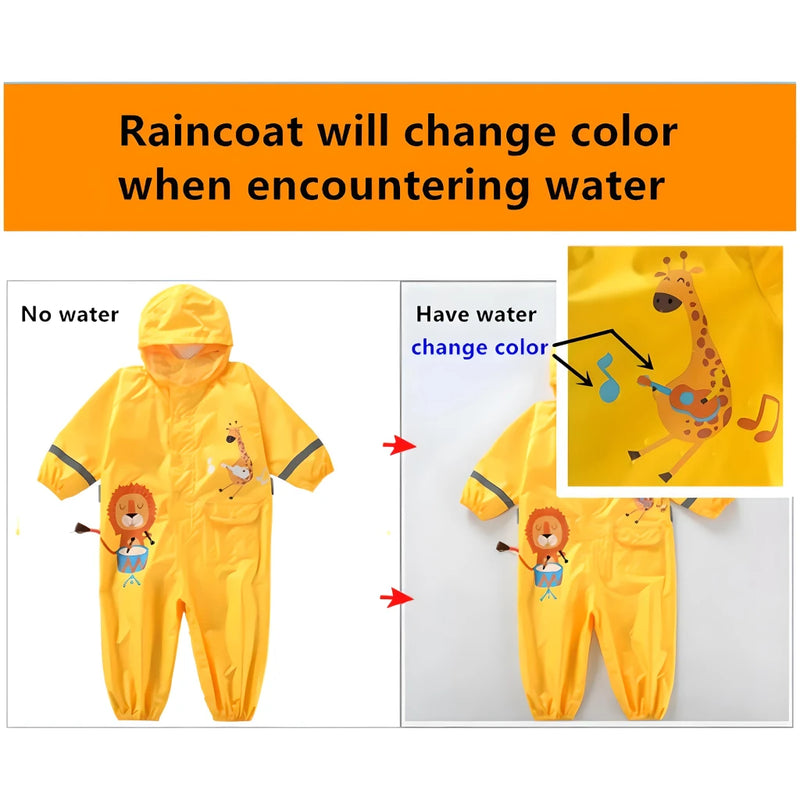kids' dinosaur waterproof rain jumpsuit, view 7 - MRSLM
