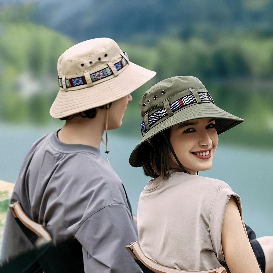 Vibrant Bucket Hat with Ethnic Belt