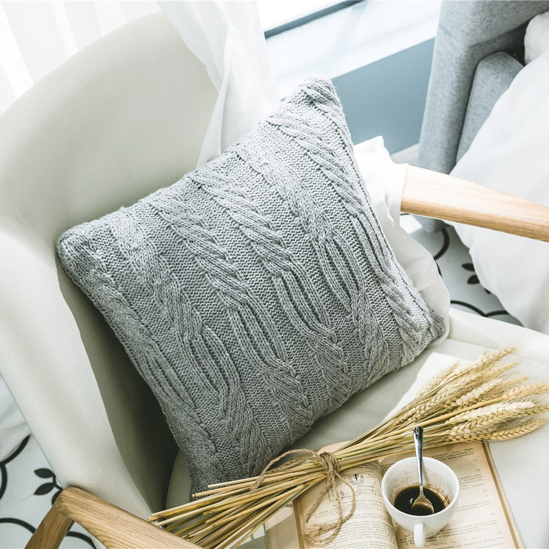 elegant gray knitted decorative pillowcase, view 11 - MRSLM