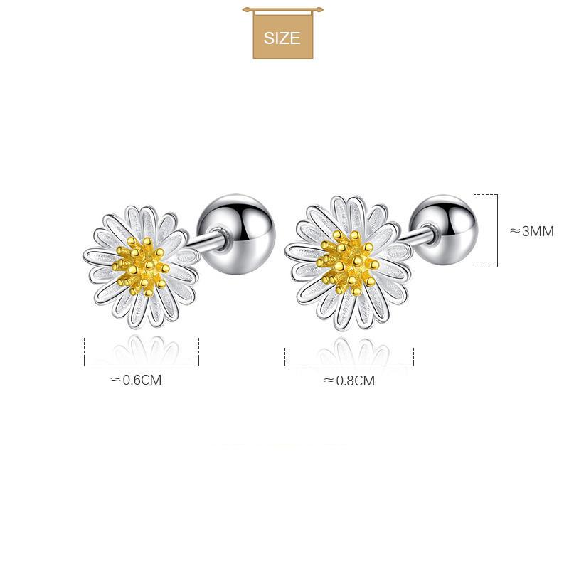 Sterling Silver Small Daisy Flower Stud Earrings