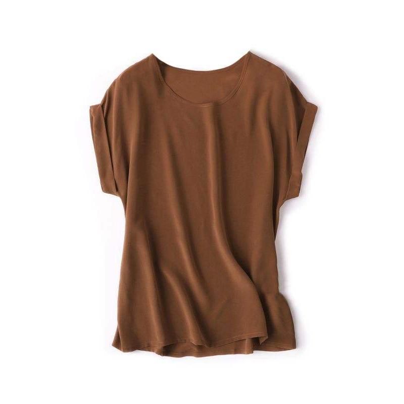 T-Shirt aus 100 % echter Seide mit Fledermausärmeln