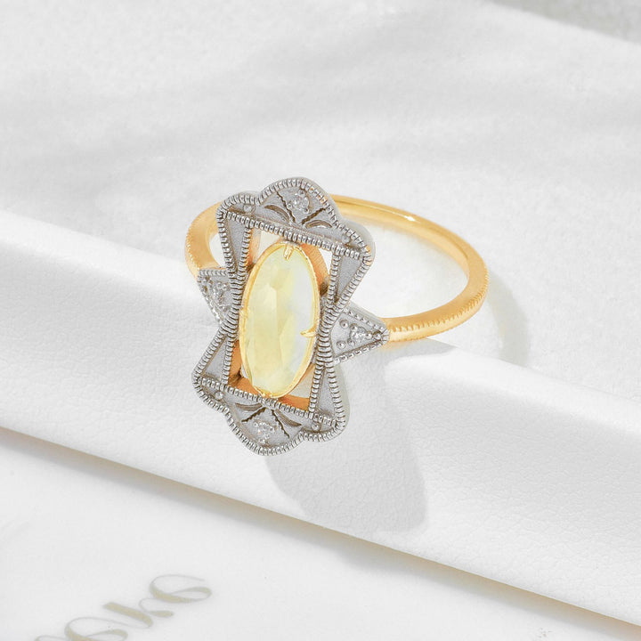 S925 Silver Gold-plated Precision Carving Natural Gold Grape Stone Ring