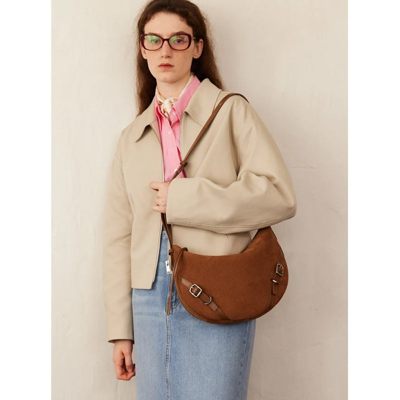 split leather shoulder crossbody bag, view 9 - MRSLM