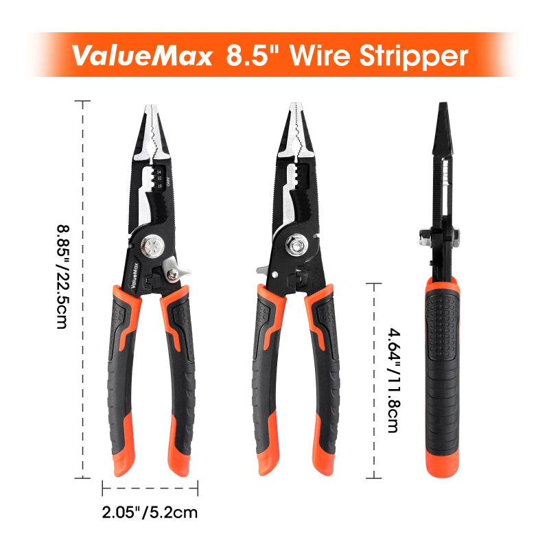 8.5-inch wire cutters and strippers with flush pliers, view 7 - MRSLM