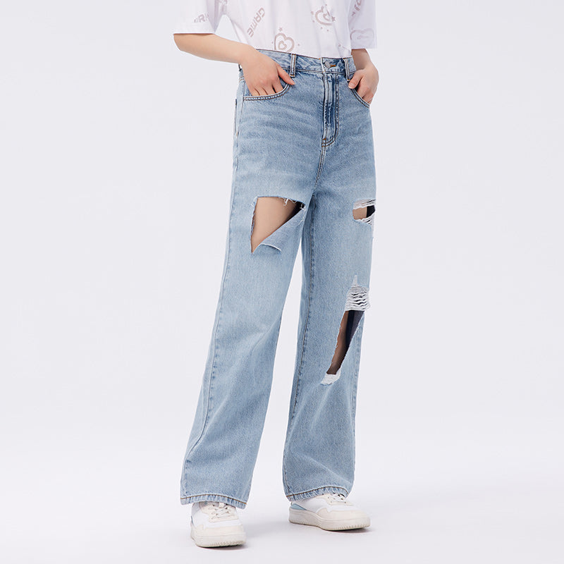 wide leg denim jeans, view 3 - MRSLM