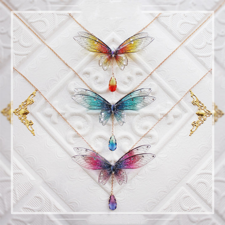 Elegant Fairy Ombre Elf Wings Necklace