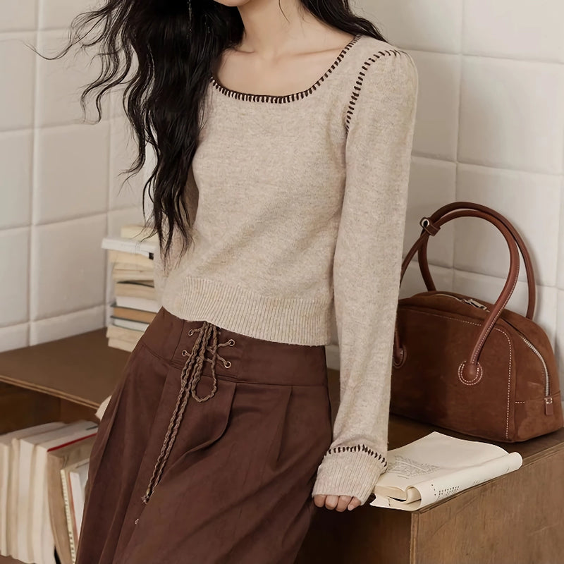 square neck knitted sweater, view 5 - MRSLM