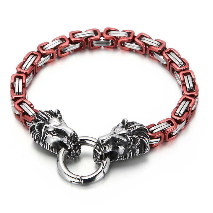 Domineering Lion Head King Chain Titanium Steel Men's Bracelet
