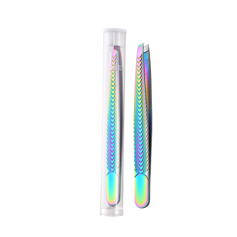 rainbow stainless steel eyebrow tweezers, view 2 - MRSLM