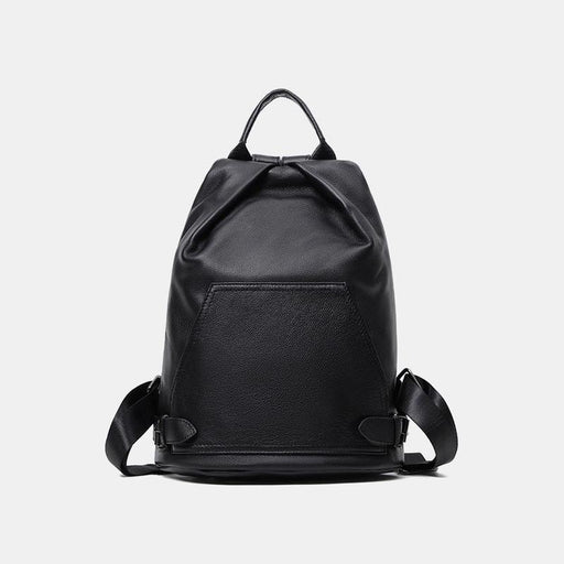 Women's genuine leather backpack with back zip pocket - MRSLM