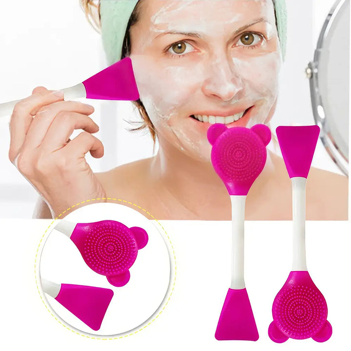 Double Sided Silicone Bear Face Mask Brush - Reusable Skin Care Tool