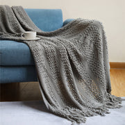 Nordic knit tassel throw blanket, view 9 - MRSLM