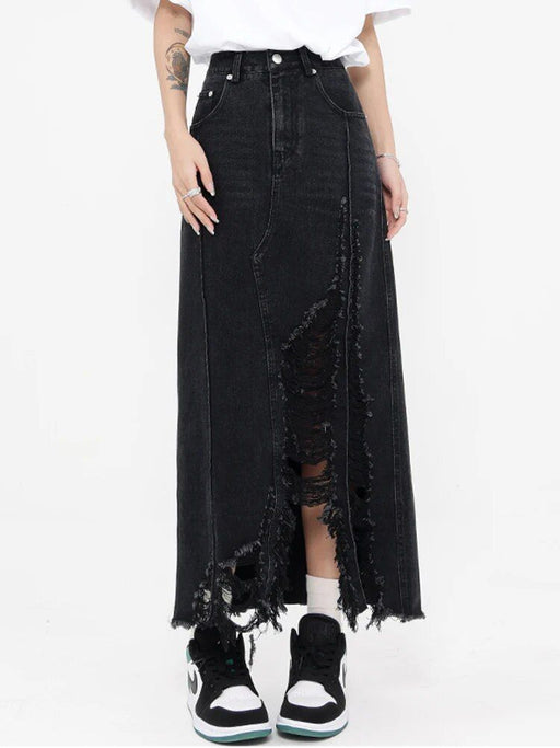 high waist denim skirt, view 2 - MRSLM