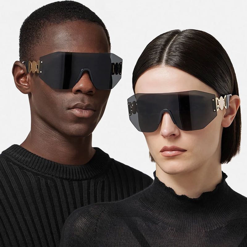 oversized shield rimless sunglasses, view 11 - MRSLM