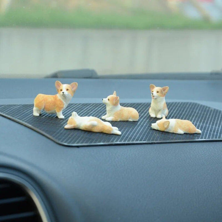 Cute Corgi Dashboard Ornament - Mini Resin Puppy Car Decor