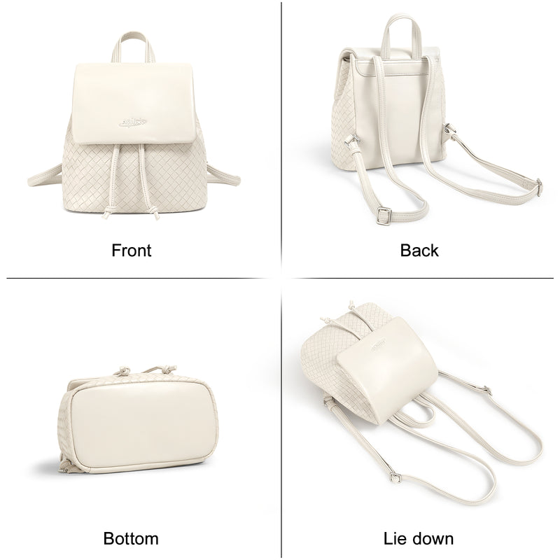 white knitted mini backpack, view 8 - MRSLM