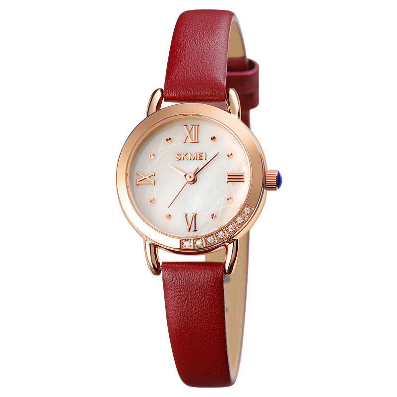 Small Strap Exquisite Waterproof Ladies Hand Quartz Round Female Student Leather Small Round Watch