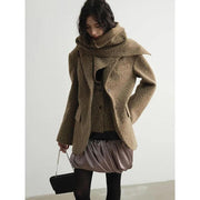 textured blazer with scarf collar, view 2 - MRSLM