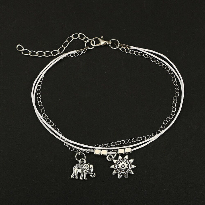 Bohemian Star Elephant Double Layer Anklet for Women