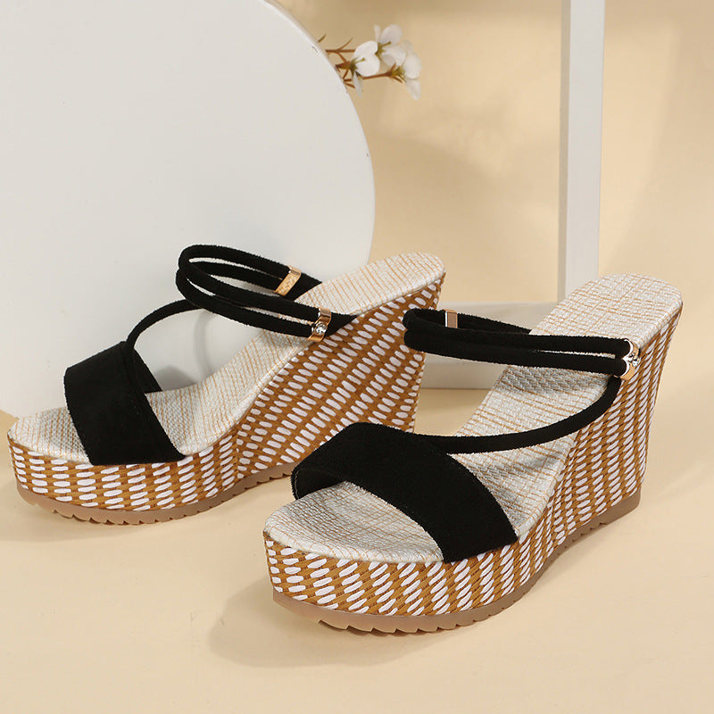 peep toe platform wedge sandals, view 7 - MRSLM