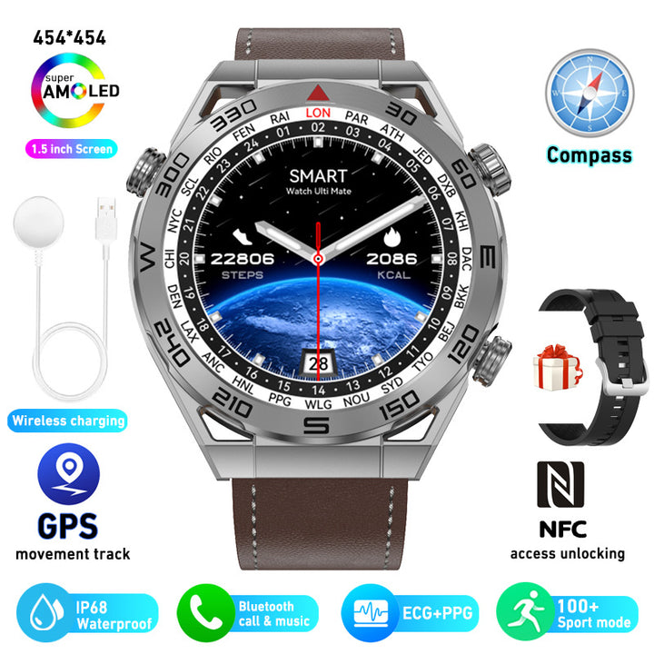 ECG PPG Bluetooth Calling Compass GPS Wireless Charger Smart Watch