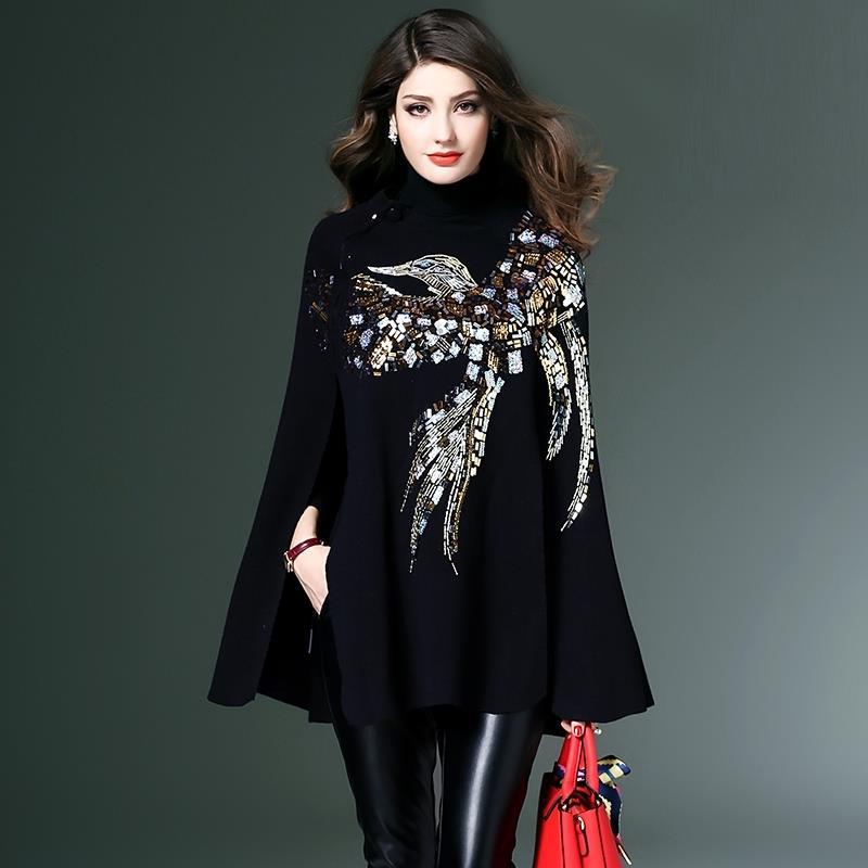 Women's Fashion Shawl Thickened Pullover Sweater Cloak