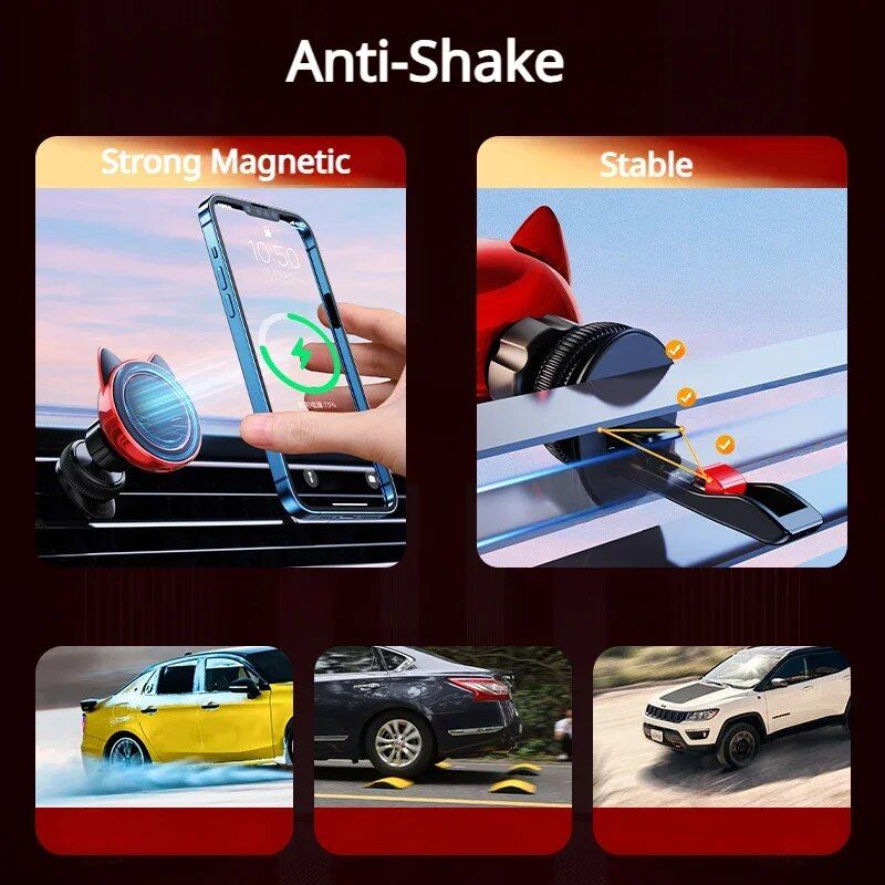 magnetic car phone mount with wireless charging, view 9 - MRSLM