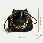 genuine leather quilted drawstring bucket bag, view 7 - MRSLM