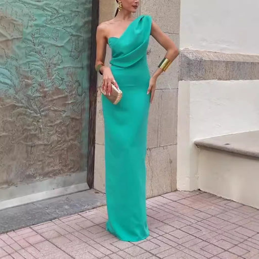 women's solid color backless dress - MRSLM