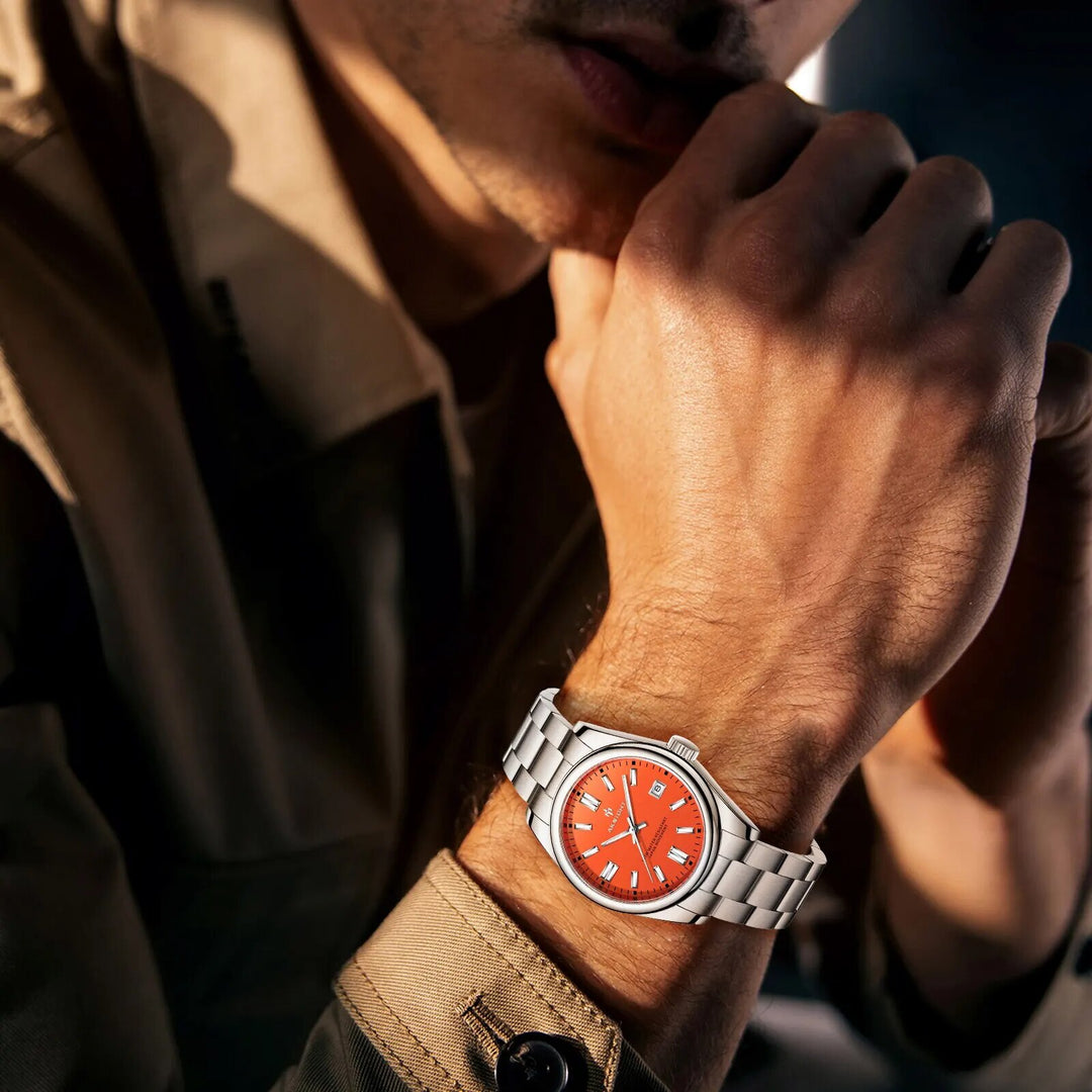 Men's Luxury Analog Quartz Chronograph Watch, Waterproof Stainless Steel Wristwatch