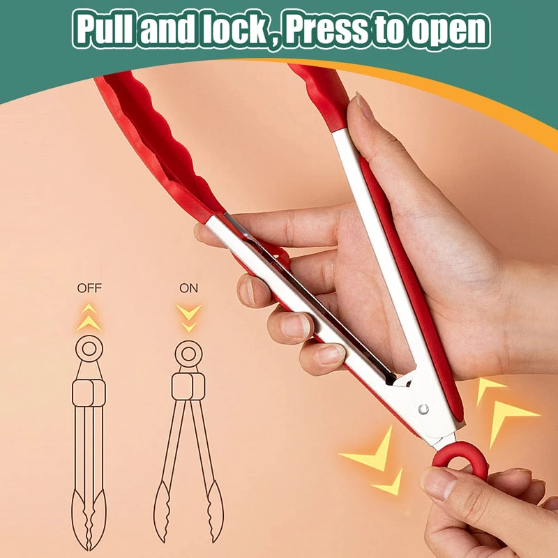silicone BBQ grilling tongs, view 8 - MRSLM
