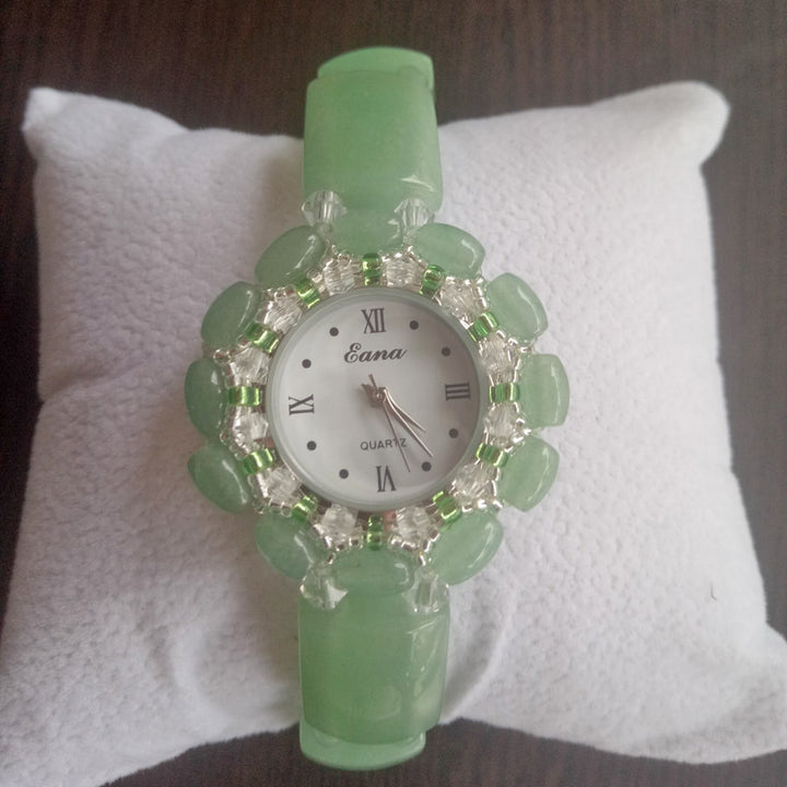 Natural Tanglin Jade Beaded Ladies Watch