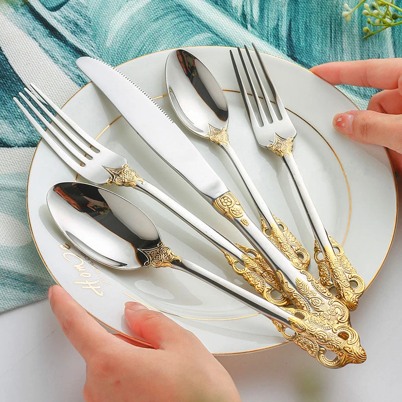 luxury gold cutlery set, view 8 - MRSLM