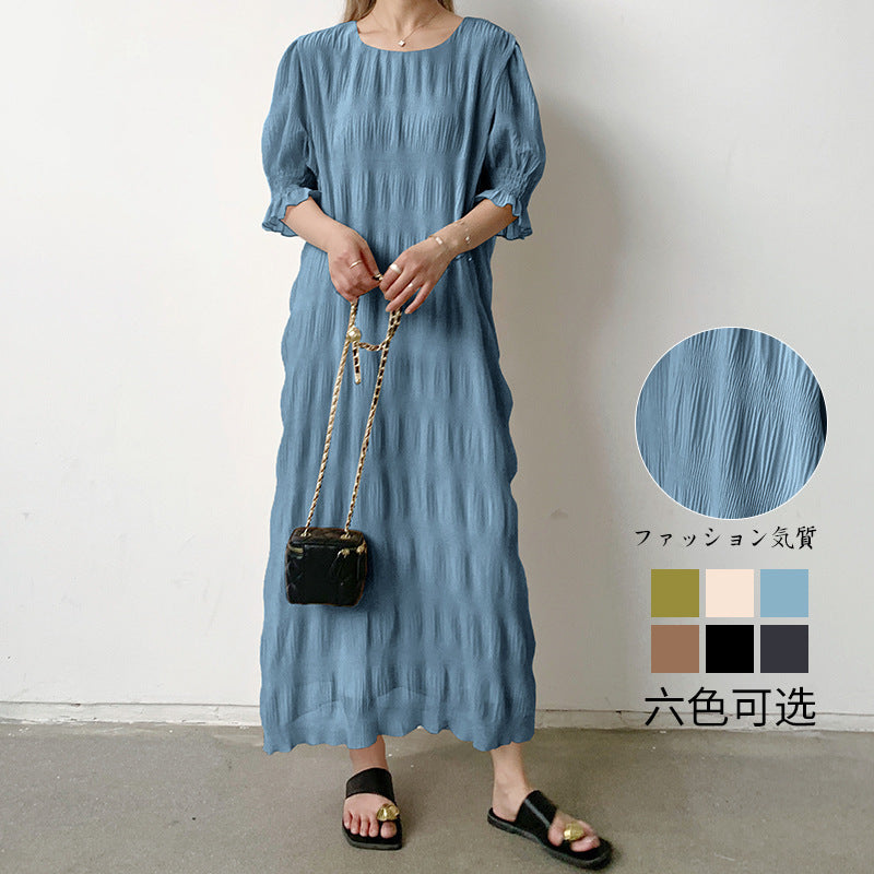 women's pleated texture dress, view 7 - MRSLM