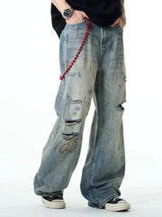 ripped wide leg jeans, view 5 - MRSLM