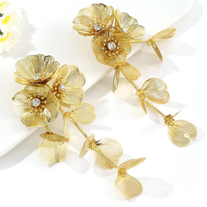 Rhinestone flower tassel earrings, view 14 - MRSLM
