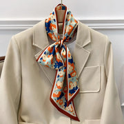 Floral silk-feel long scarf, view 13 - MRSLM