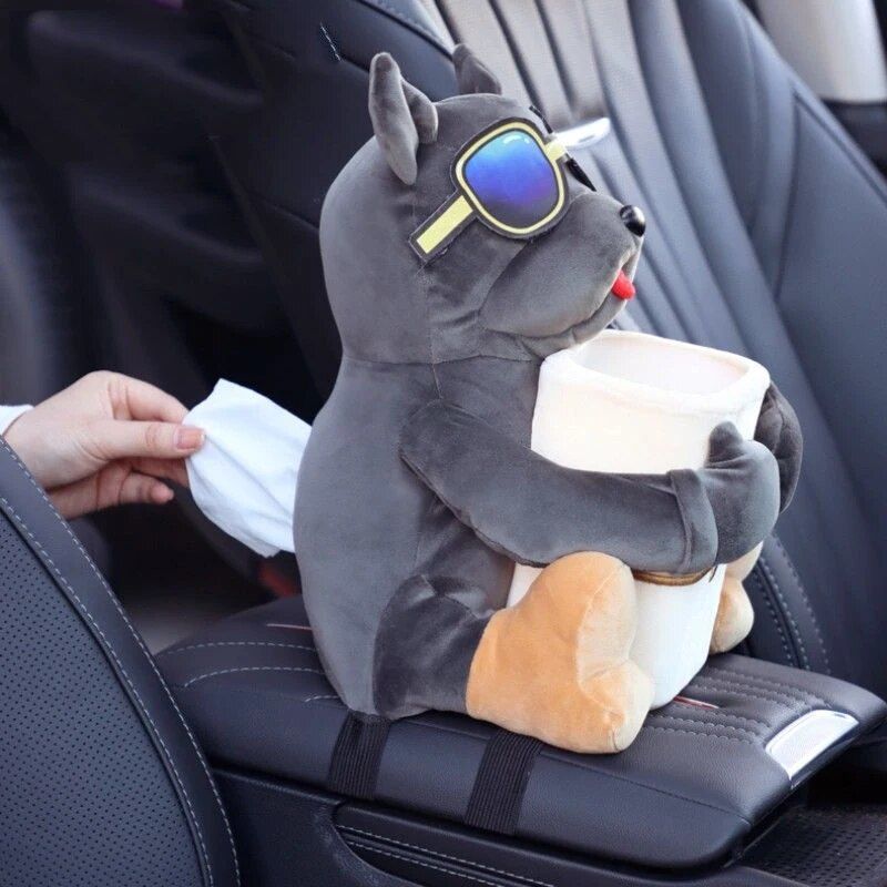 Cute Cartoon 2-in-1 Car Tissue & Trash Holder - Multi-functional Armrest Storage Accessory