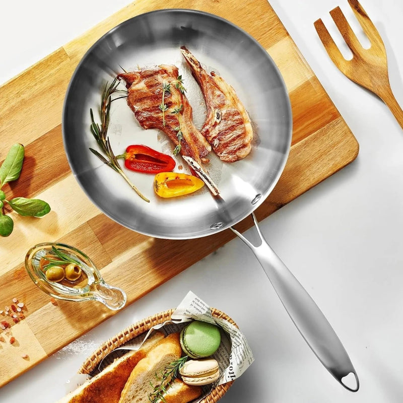 Conjunto de 3 frigideiras de aço inoxidável