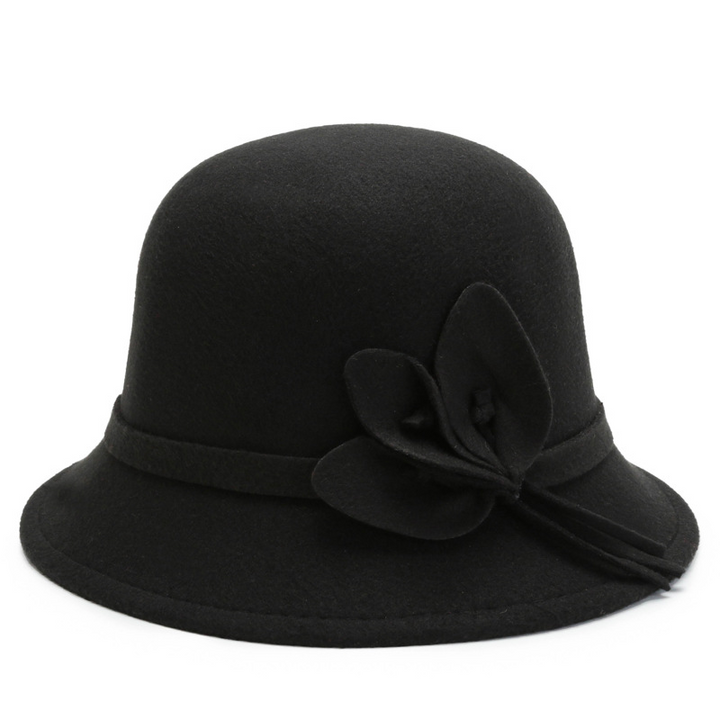 Feuilles Bord Fedoras Feutre Chapeaux pour Femmes 57cm Mode Polyester Chapeau Casquettes Dames Église Chapeaux avec Fourrure LQJ01140