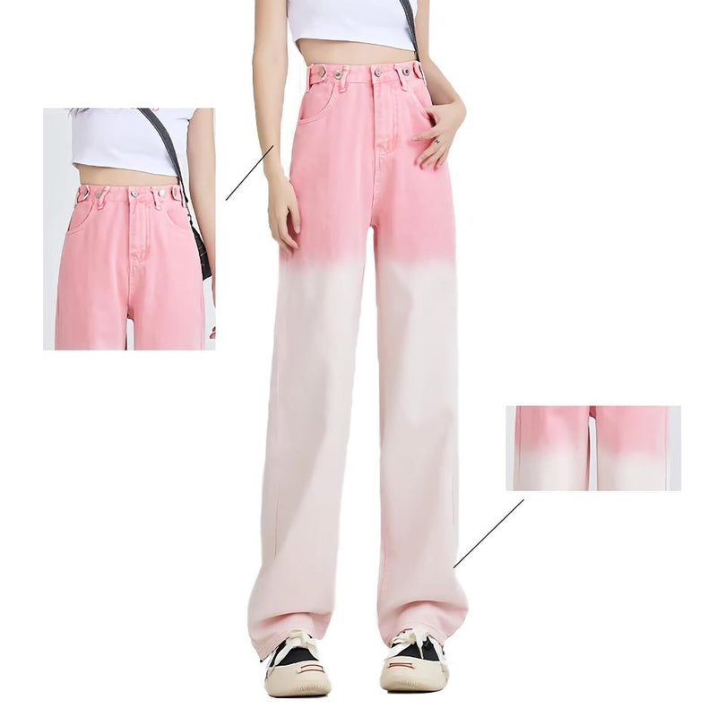 pink gradient wide leg jeans, view 8 - MRSLM