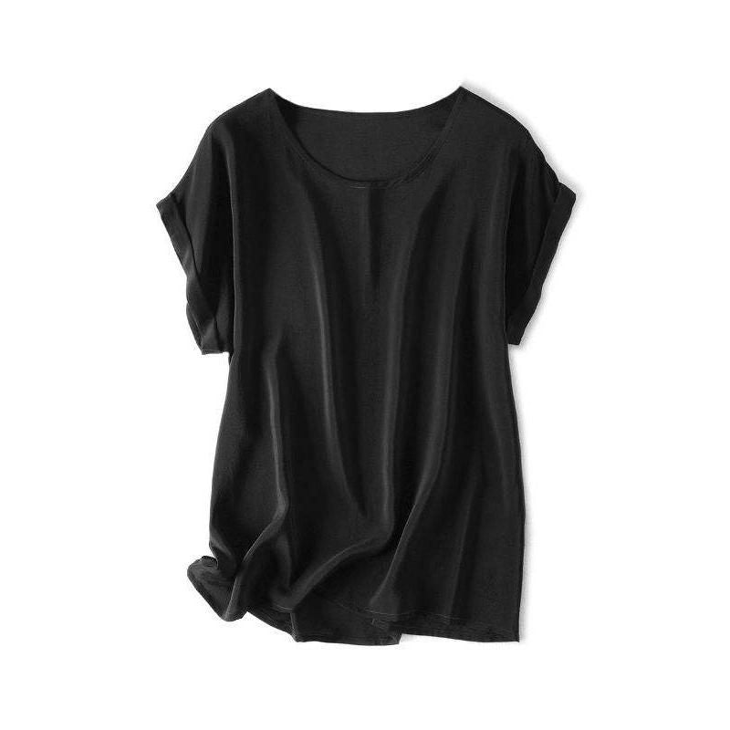 T-Shirt aus 100 % echter Seide mit Fledermausärmeln