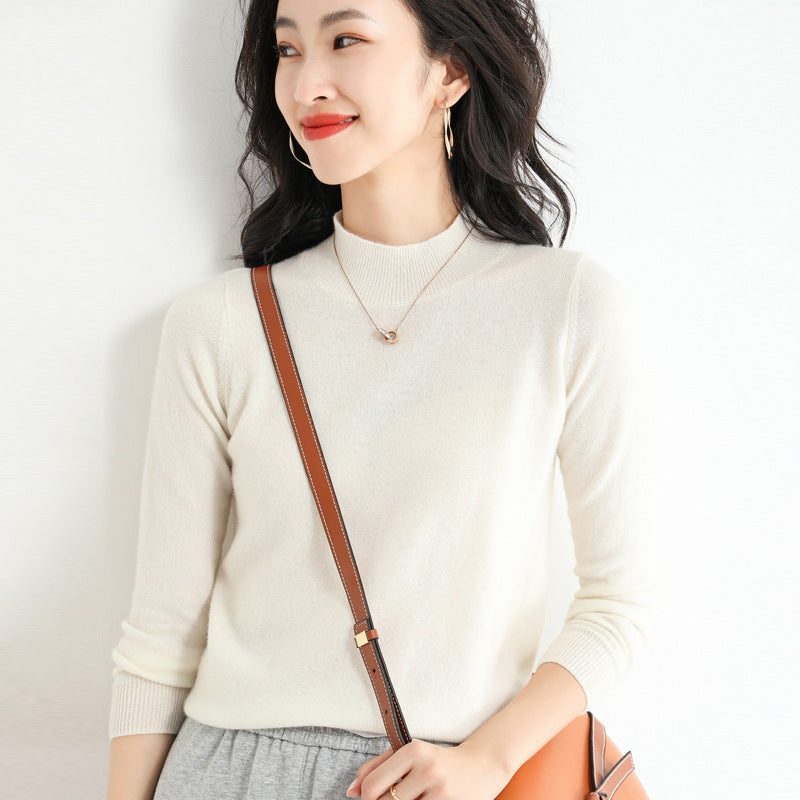women's half turtleneck thin knit sweater, view 11 - MRSLM