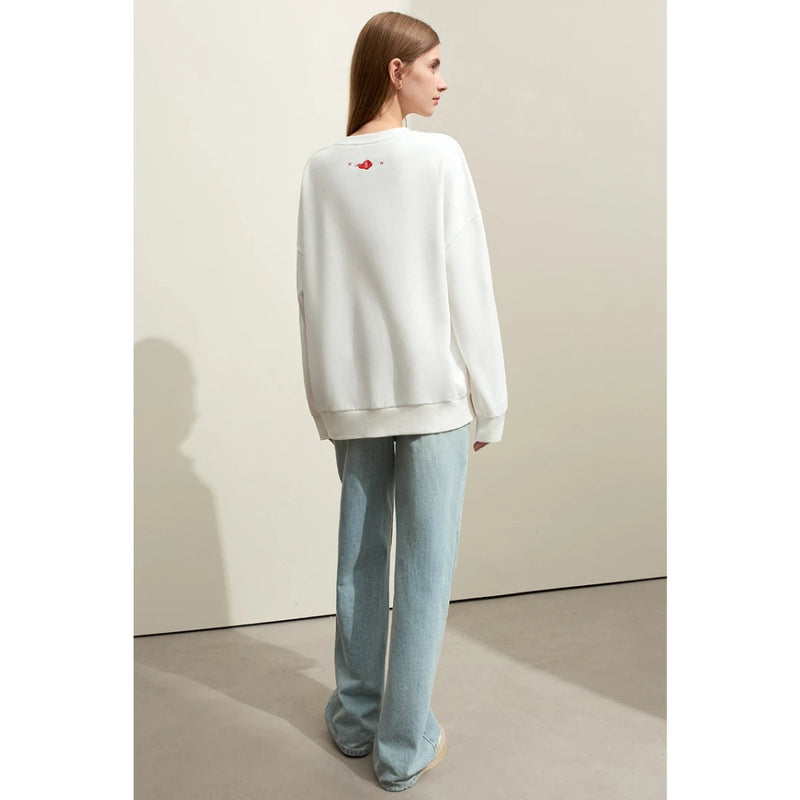 minimalist embroidered pullover for women, view 10 - MRSLM