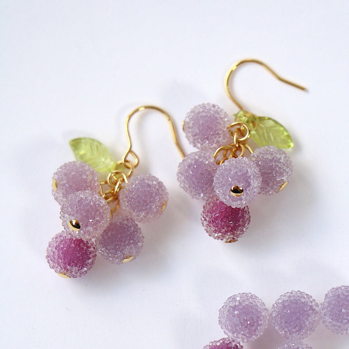 Frosted Berry Fruit Grape Earrings