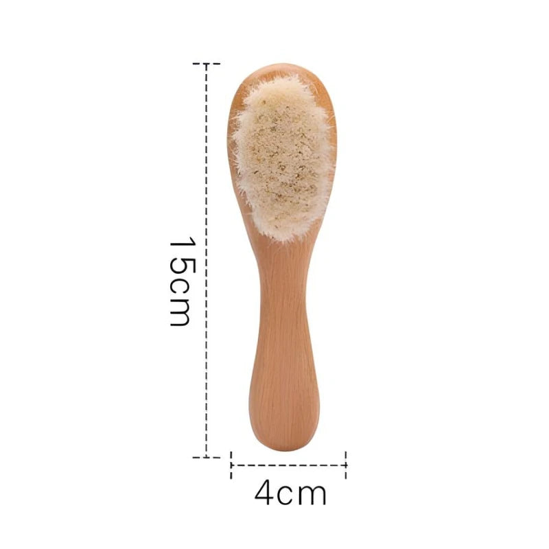 beech wood baby hair brush and massager, view 4 - MRSLM